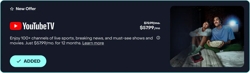 YouTube TV service selection