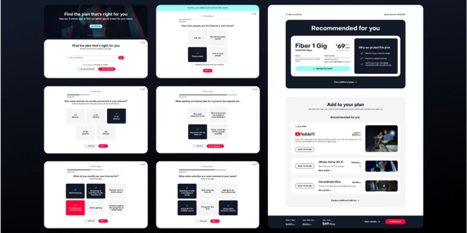 Frontier guided discovery recommendation and connected product page